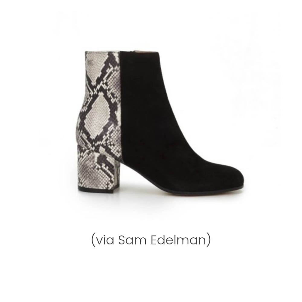 Sam Edelman Black and Snake Print Ankle Boots